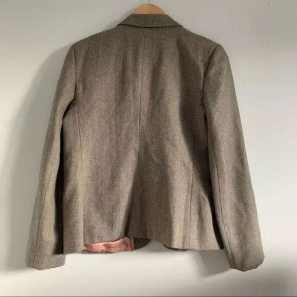 Vintage wool blazer herringbone oversized jacket Parisian preppy style Medium - Picture 8 of 8